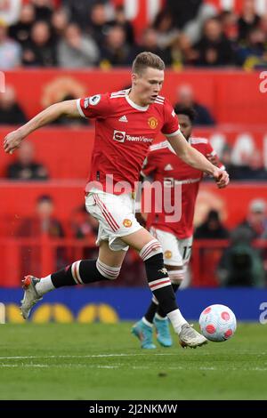 Scott McTominay von Manchester United während des Spiels in der Premier League in Old Trafford, Greater Manchester, Großbritannien. Bilddatum: Samstag, 2. April 2022. Bildnachweis sollte lauten: Anthony Devlin Stockfoto