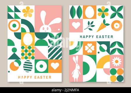 Set von osterkarten, Plakaten, Spruchbändern. Vektorgrafik. Sammlung von Urlaubssymbolen. Website Dekoration, grafische Elemente. Urlaubsangebote Stock Vektor