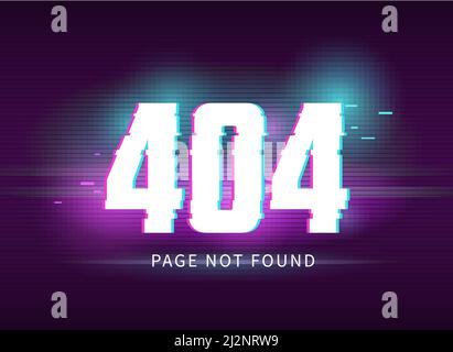 404-seitige Konzeptdarstellung mit Glitch-Effekt. Digitale Vektorgrafik Stock Vektor