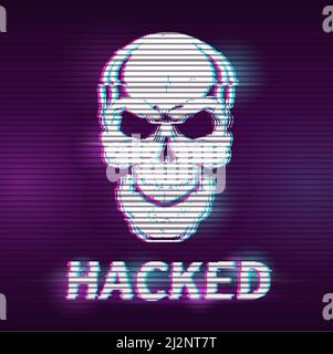 Hacking-Konzept-Illustration mit Glitch-Effekt. Digitale Vektorgrafik Stock Vektor
