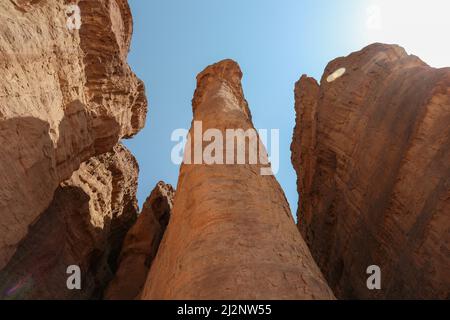 Die Säulen von König Salomo im Timna Valley Nationalpark, Israel. Stockfoto