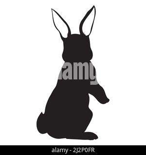 Kaninchen Silhouette in Vektor. Osterhase. Kann als Schablone oder Schablone für festliche Dekorationen, Postkarten, Schaufenster, Logos usw. verwendet werden Stock Vektor