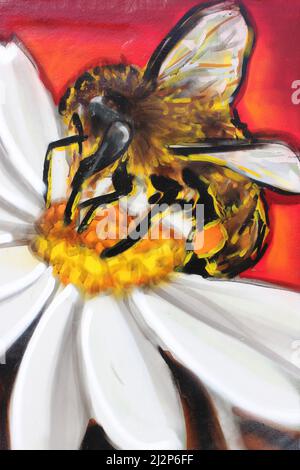 Hummel Füttert Blumenkunst Stockfoto