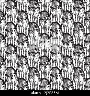 South african zebra seamless pattern. Hand drawn seamless pattern illustration with safari animals. Stock Vektor