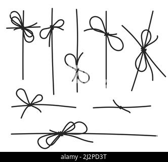 Set aus dekorativen schwarzen Seilen Schleife für Ihr Design Stock Vektor