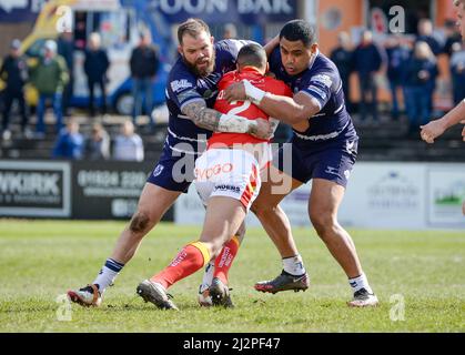 Featherstone, West Yorkshire, Großbritannien am 3.. April 2022. Betfred Championship-Spiel zwischen Featherstone Rovers und Sheffield Eagles im Millennium Stadium, Featherstone, West Yorkshire, Großbritannien am 3.. April 2022 Credit: Craig Cresswell/Alamy Live News Stockfoto