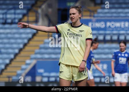 Leicester, Großbritannien. 03. April 2022. Vivianne Miedema (11 Arsenal) in Aktion während des Barclays FA Super League-Spiels der Frauen zwischen Leicester City und Arsenal im King Power Stadium in Leicester, England Natalie Mincher/SPP Credit: SPP Sport Press Photo. /Alamy Live News Stockfoto