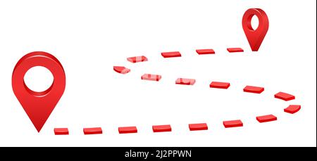 Vektorsymbol für Kartenabstand auf weißem Hintergrund isoliert. Routensymbol. Navigation. Ortsschild. GPS Elements Pack Symbolvorlage für Grafik und Web de Stock Vektor