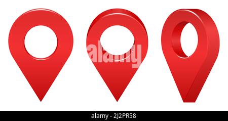 Standortsymbol auf weißem Hintergrund isoliert. Kartenzeiger 3D-polig. Vektorsymbole gesetzt,. Web dot main pointer 3D Pfeil. vektor-Illustration. Stock Vektor