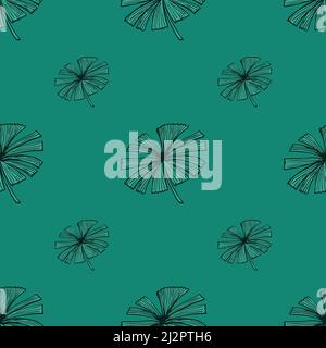 Die Fächerhandfläche lässt ein nahtloses Muster an. Vintage Laub von Palmetto in Gravur-Stil. Handgezeichnete Wiederholtextur für Stoff, Tapete, Textil, Print, Stock Vektor