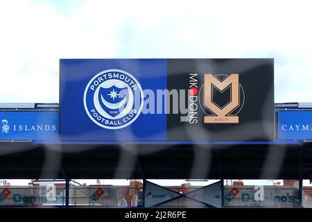 Portsmouth, Großbritannien. 03. April 2022. Die Szene spielt vor dem Spiel der FA Womens National League zwischen Portsmouth und MK Dons im Fratton Park, Portsmouth. Tom Phillips/SPP Kredit: SPP Sport Pressefoto. /Alamy Live News Stockfoto