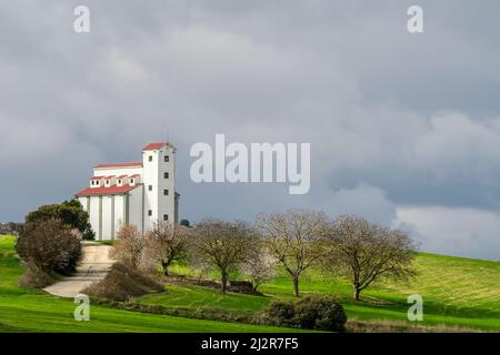 Kathedrale des Acker- oder Getreideflohens Silo von Pedro Martinez, Granada - Spanien Stockfoto