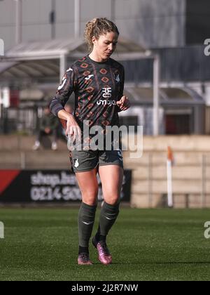 Leverkusen, Deutschland. 03. April 2022. Luana Bühler (5 Hoffenheim) beim Bundesliga-Spiel der Frauen zwischen Bayer 04 Leverkusen und der TSG Hoffenheim im Ulrich-Haberland-Stadion in Leverkusen Tatjana Herzberg/SPP Quelle: SPP Sport Pressefoto. /Alamy Live News Stockfoto