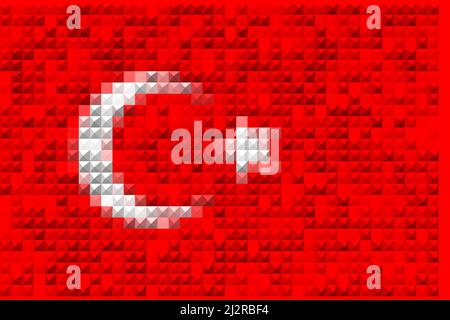 Türkei. Flagge der Türkei. Abbildung der Flagge Spaniens. Horizontales Design. Abstraktes Design. 3D Abbildung. Karte. Stockfoto