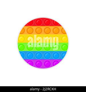 Das runde Spielzeug auswerfen. Anti-Stress-Spiel. Trendiges farbiges Spielzeugsymbol. Vektor auf weiß isoliert. Stock Vektor