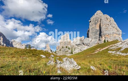 Cinque torri, Venetien, Dolomiten, Italienische Alpen Stockfoto