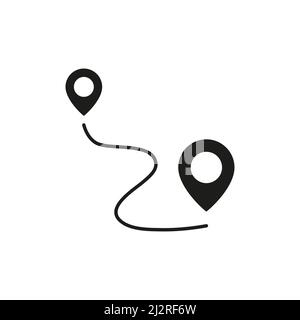 Kartenlinie anheften. Navigationszeiger. Vektordarstellung auf weiß isoliert. Stock Vektor