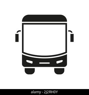 Bus-Symbol. Liniensymbol für öffentliche Verkehrsmittel. Fahrzeugumrissschild. Vorderansicht. Stock Vektor