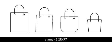 Einkaufstaschen Symbolset. Sale Line – Beutelsammlung. Vektor auf weiß isoliert Stock Vektor