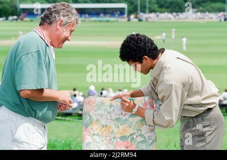 Sachin Tendulkar, erster Unterzeichner im Ausland für den Yorkshire County Cricket Club, abgebildet in Sheffield, 16.. Juli 1992. Stockfoto