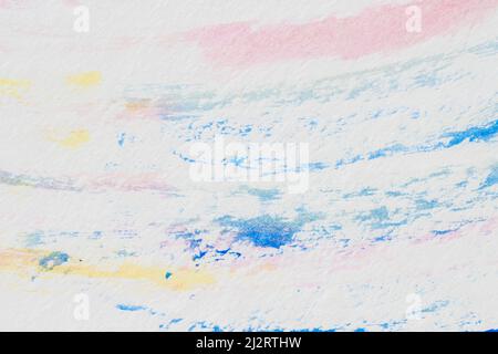 Handbemaltes Aquarell auf Papier, weicher pastellfarbener Hintergrund Stockfoto