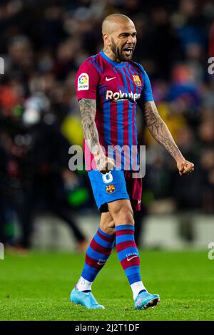 Barcelona, Spanien. 3. Apr, 2022. Während des Fußballspiels der La Liga zwischen dem FC Barcelona und dem FC Sevilla am 3. April 2022 im Camp Nou Stadium in Barcelona, Spanien. Foto: Siu Wu. Kredit: dpa/Alamy Live Nachrichten Stockfoto