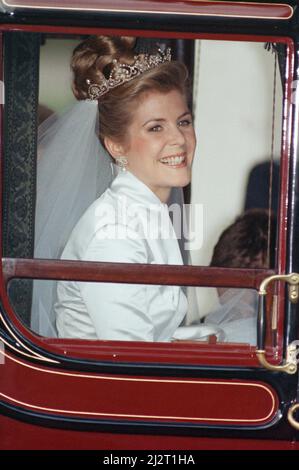 Die Hochzeit von David Armstrong-Jones, Viscount Linley, mit Serena Stanhope, in der St. Margaret's Church, Westminster. 8.. Oktober 1993. Stockfoto