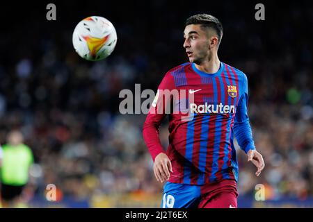 Barcelona, Spanien. 3. April 2022. Ferran Torres in Aktion beim La Liga Spiel zwischen FC Barcelona und Sevilla CF im Camp Nou Stadion in Barcelona, Spanien. Quelle: Christian Bertrand/Alamy Live News Stockfoto