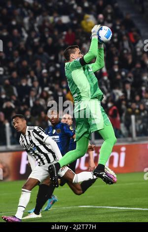Torin, Italien. 03. April 2022. Wojciech Szczesny (Juventus) beim italienischen Spiel der Serie A zwischen Juventus 0-1 Inter am 3. April 2022 im Allianz-Stadion in Turin, Italien. (Foto von Maurizio Borsari/AFLO Credit: Aflo Co. Ltd./Alamy Live News Stockfoto