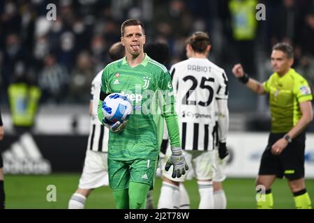 Torin, Italien. 03. April 2022. Wojciech Szczesny (Juventus) beim italienischen Spiel der Serie A zwischen Juventus 0-1 Inter am 3. April 2022 im Allianz-Stadion in Turin, Italien. (Foto von Maurizio Borsari/AFLO Credit: Aflo Co. Ltd./Alamy Live News Stockfoto