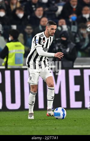 Torin, Italien. 03. April 2022. Mattia De Sciglio beim italienischen Spiel der Serie A zwischen Juventus 0-1 Inter im Allianz Stadium am 3. April 2022 in Turin, Italien. (Foto von Maurizio Borsari/AFLO Credit: Aflo Co. Ltd./Alamy Live News Stockfoto