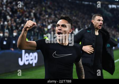 Torin, Italien. 03. April 2022. Lautaro Martinez (Inter) während des italienischen "Serie A"-Spiels zwischen Juventus 0-1 Inter im Allianz Stadium am 3. April 2022 in Turin, Italien. (Foto von Maurizio Borsari/AFLO Credit: Aflo Co. Ltd./Alamy Live News Stockfoto