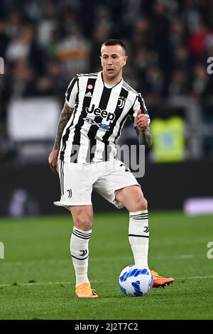 Torin, Italien. 03. April 2022. Federico Bernardeschi (Juventus) beim italienischen Spiel der Serie A zwischen Juventus 0-1 Inter im Allianz Stadium am 3. April 2022 in Turin, Italien. (Foto von Maurizio Borsari/AFLO Credit: Aflo Co. Ltd./Alamy Live News Stockfoto