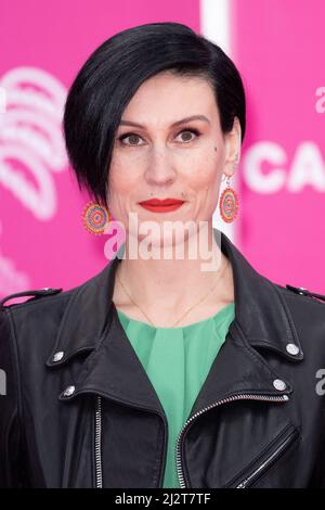 Cannes, Frankreich. 03. April 2022. Ovidie besucht den rosa Teppich während des Canneseries Festival 5., am 03. April 2022 in Cannes, Frankreich. Foto von David Niviere/ABACAPRESS.COM Quelle: Abaca Press/Alamy Live News Stockfoto