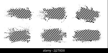 Rennflaggen im schmutzigen Grunge-Stil mit Spritzern Stock Vektor