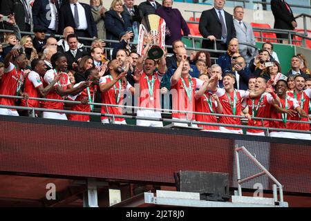 Rotherham United gewinnt die Papa JohnÕs Trophy. Stockfoto