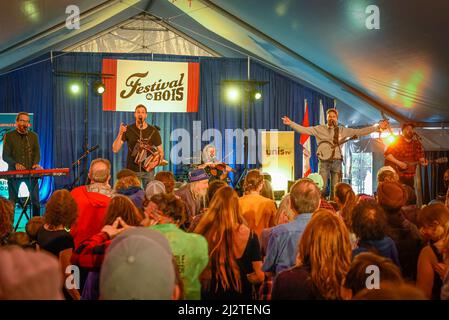 Le Diable A Cinq, Quebecois Musicians, Festival du Bois, Maillardville, Coquitlam, British Columbia, Kanada Stockfoto