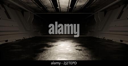 Außerirdische Technologie Schematischer futuristischer Showroom oder Halle innovative Kupferfarben futuristischer Hintergrund 3D Illustration Stockfoto