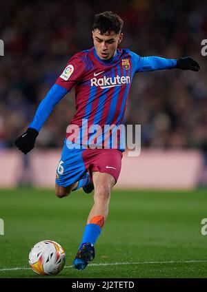 Barcelona, Spanien. 3. April 2022. Der FC Barcelona und der FC Sevilla in Camp Nou, Barcelona, Spanien, erzielen am 3. April 2022 ein Tor bei einem Spiel der La Liga Santander. Quelle: Pablo Morano/Xinhua/Alamy Live News Stockfoto