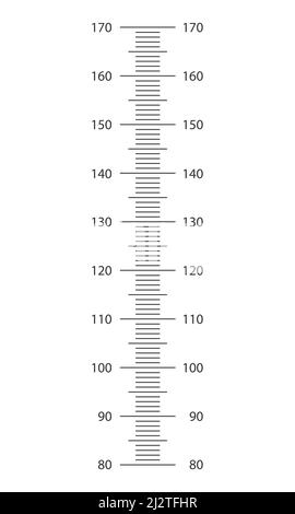 Stadiometerskala von 80 bis 170 cm. Vorlage für Kinder-Höhendiagramme für Wandaufkleber auf weißem Hintergrund isoliert. Vektorgrafik. Stock Vektor