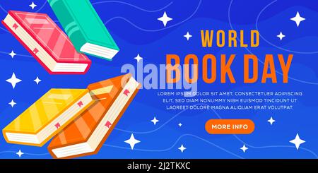 Welt Bücher Tag Illustration horizontale Banner Stock Vektor