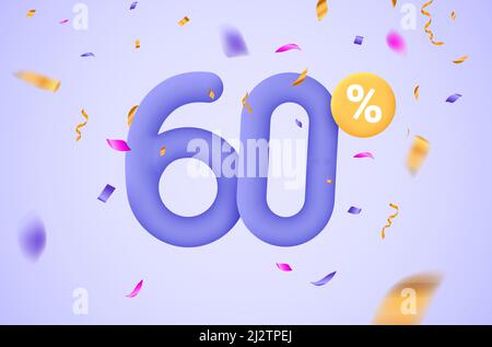 60 Prozent Rabatt Vektor Illustration 3D Mega Loyalität. 60 % Bonus-Marketing-Rabatt Stock Vektor