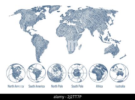 Erdskizze-Doodle-Zeichnungen Stock Vektor