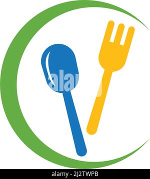 Vektorvorlage für Gabel und Löffel-Logo Stock Vektor
