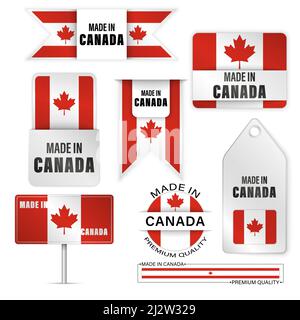 Made in Canada Grafiken und Labels Set. Einige Elemente der Auswirkung für die Verwendung, die Sie daraus machen möchten. Stock Vektor