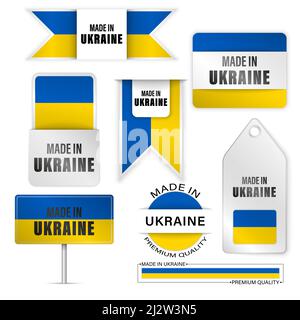 Made in Ukraine Grafiken und Labels gesetzt. Einige Elemente der Auswirkung für die Verwendung, die Sie daraus machen möchten. Stock Vektor