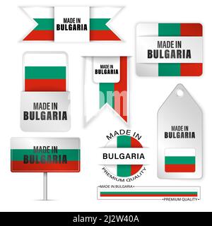 Made in Bulgaria Grafiken und Etiketten Set. Einige Elemente der Auswirkung für die Verwendung, die Sie daraus machen möchten. Stock Vektor