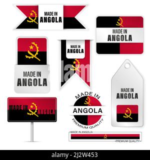 Made in Angola Grafiken und Labels Set. Einige Elemente der Auswirkung für die Verwendung, die Sie daraus machen möchten. Stock Vektor