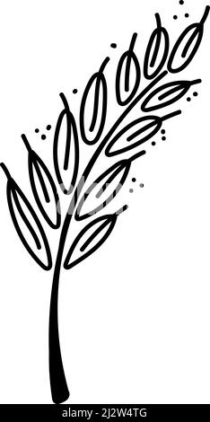 Einfache Ikone von Weizen, Gerste, Reis. Handgezeichnete Skizze im Stil von Hafer mit Maserung. Vektordarstellung „Weizenisolat“ Stock Vektor