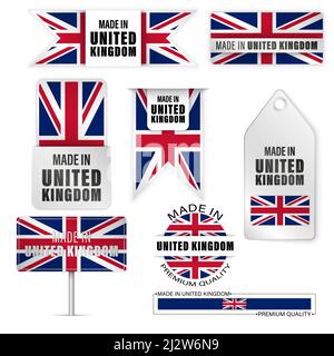 Made in England Grafiken und Labels Set. Einige Elemente der Auswirkung für die Verwendung, die Sie daraus machen möchten. Stock Vektor